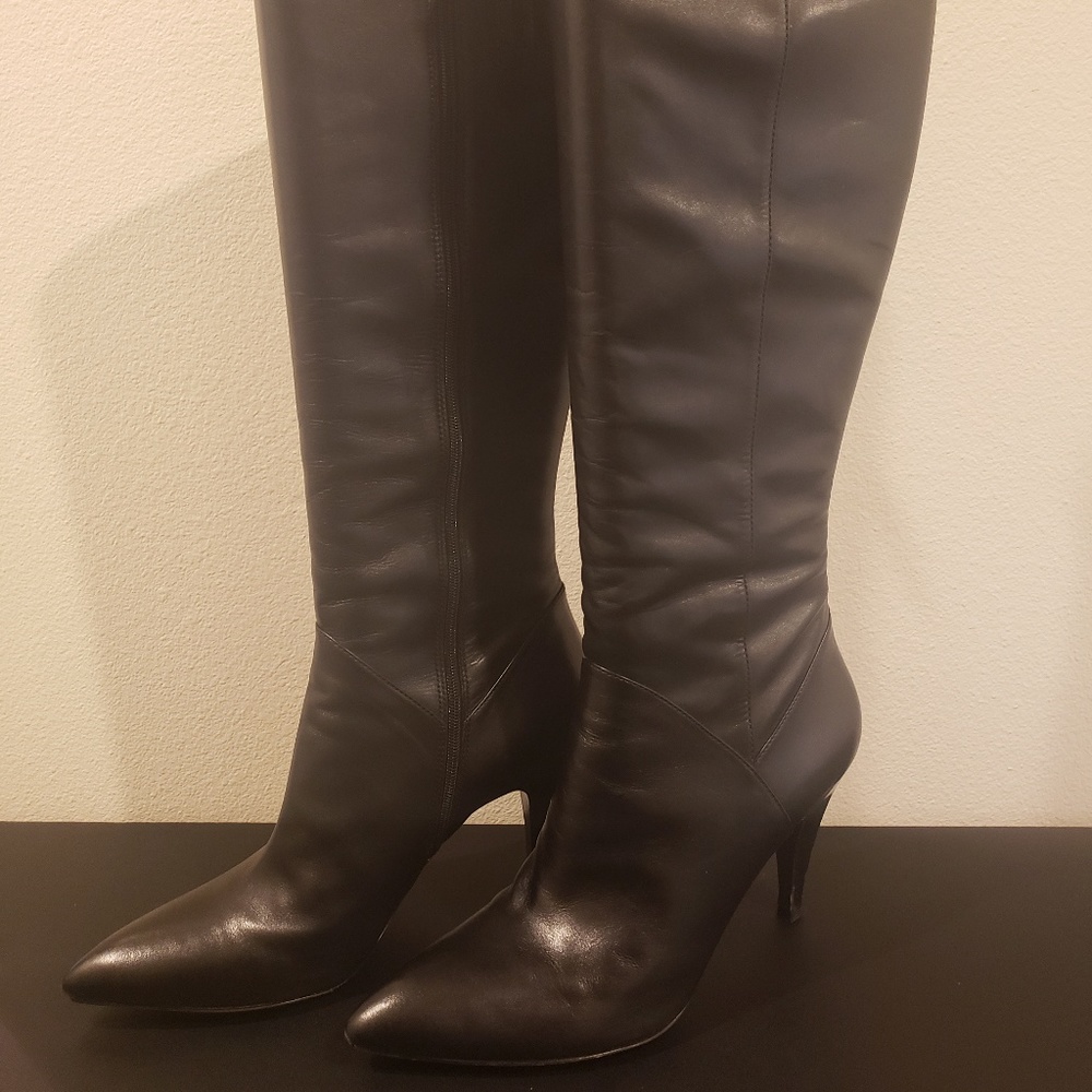 Via Spiga Leather Stiletto Knee High Boots - Picture 1 of 8